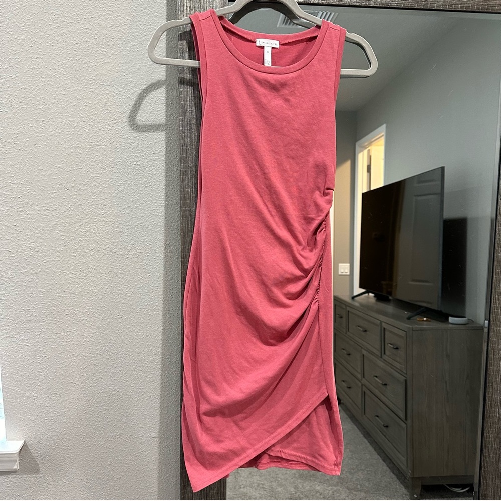 Leith Ruched Sleeveless Pink Peach Dress Size XS